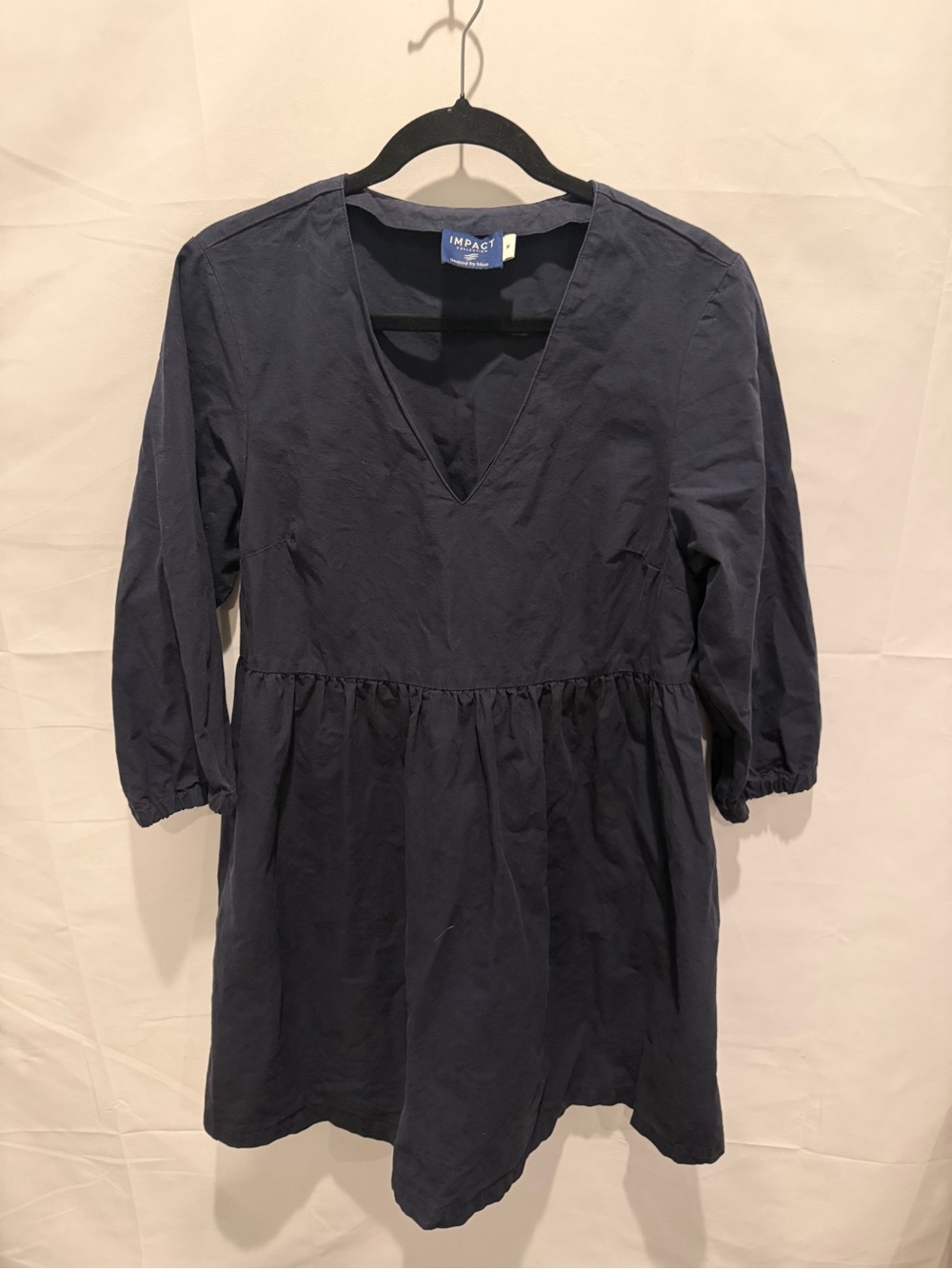 United By Blue Impact Collection Gathered Dress Blue Size M 100%organic cotton